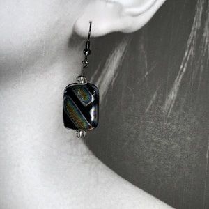 Handcrafted Black Drop Dangle Handmade Earrings